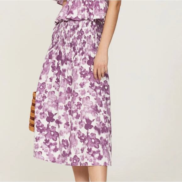 Rails Purple Floral Full Midi Skirt MEDIUM Cotton Preppy A-line Designer $198 - Picture 1 of 8